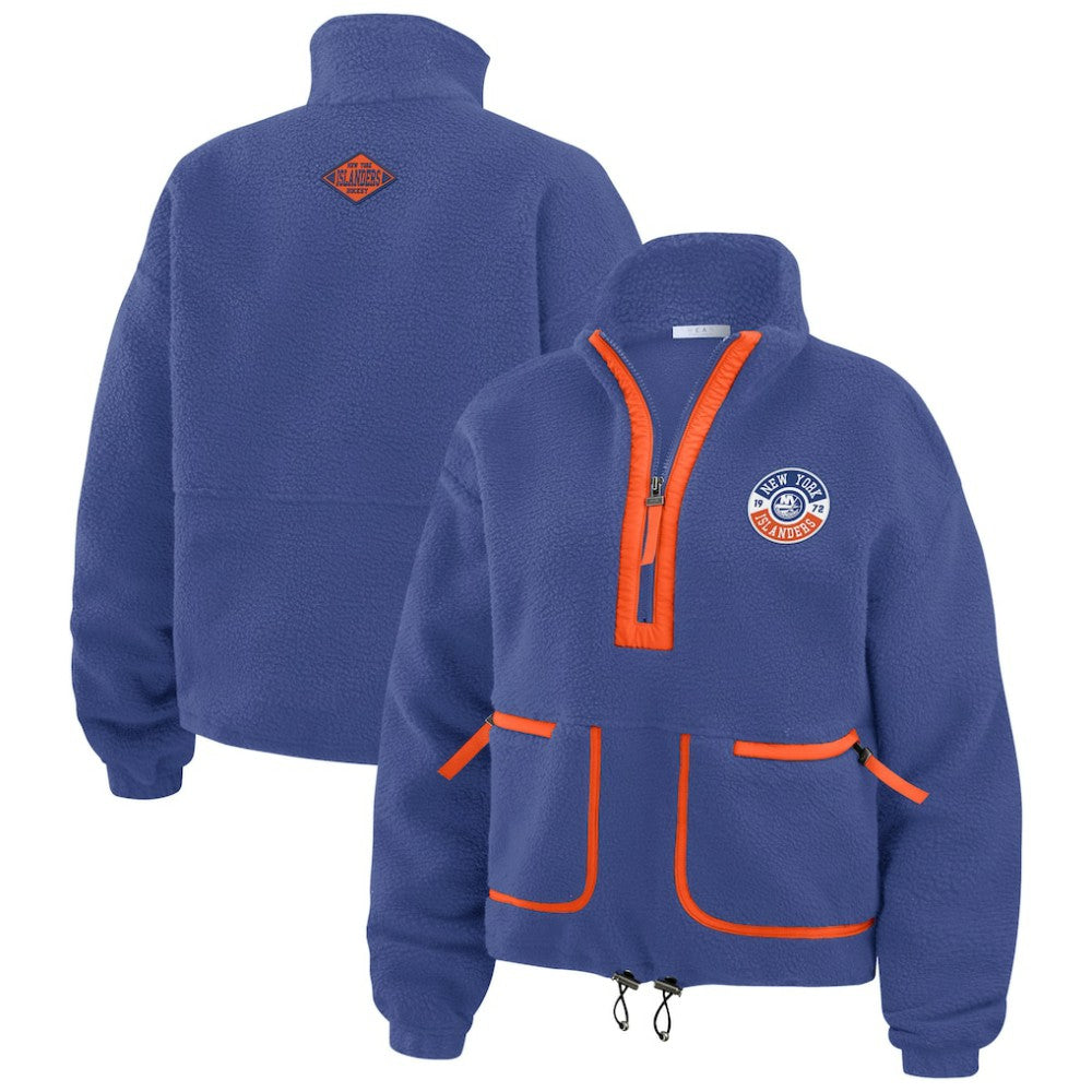 New York Islanders - WEAR by Erin Andrews Women's Polar Fleece Half-Zip Jacket Royal