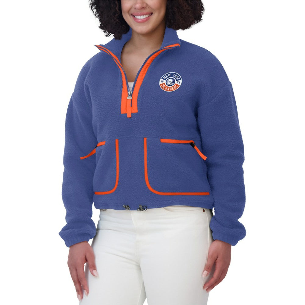New York Islanders - WEAR by Erin Andrews Women's Polar Fleece Half-Zip Jacket Royal