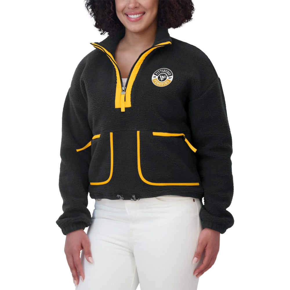 Pittsburgh Penguins WEAR by Erin Andrews Women's Polar Fleece Half-Zip Jacket Black