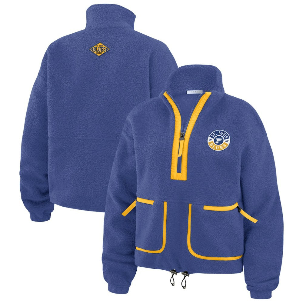 St. Louis Blues - WEAR by Erin Andrews Women's Polar Fleece Half-Zip Jacket Blue