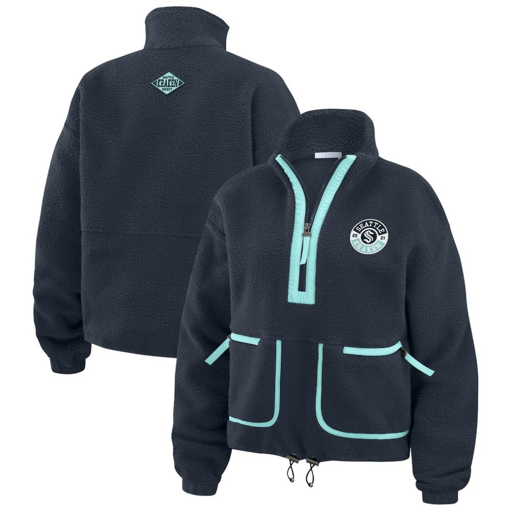 Seattle Kraken WEAR by Erin Andrews Women's Polar Fleece Half-Zip Jacket Deep Sea Blue