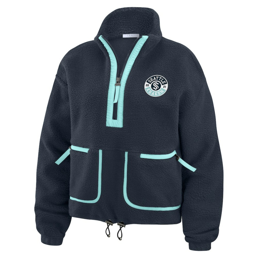 Seattle Kraken WEAR by Erin Andrews Women's Polar Fleece Half-Zip Jacket Deep Sea Blue