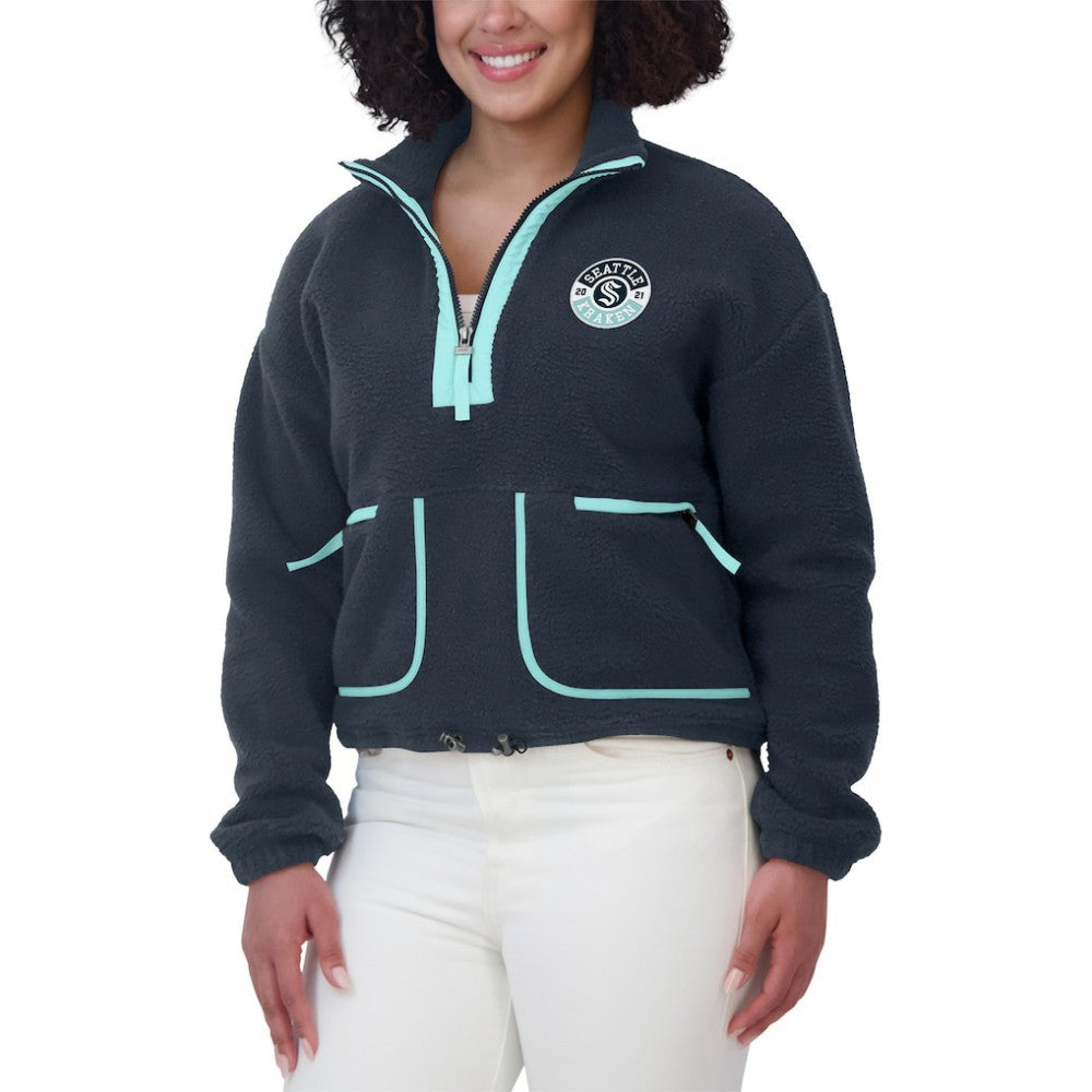 Seattle Kraken WEAR by Erin Andrews Women's Polar Fleece Half-Zip Jacket Deep Sea Blue