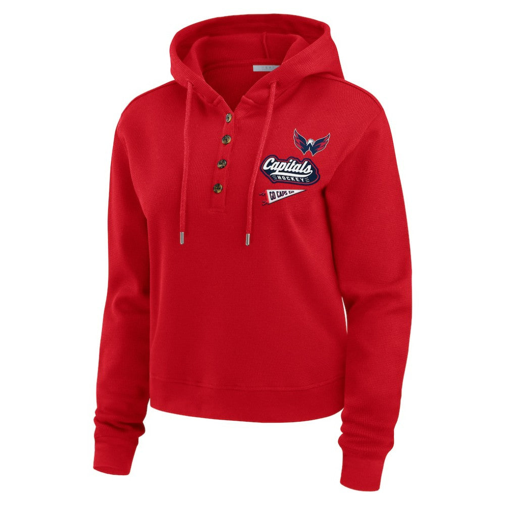 Washington Capitals WEAR by Erin Andrews Women's Waffle-Knit Pullover Hoodie Red