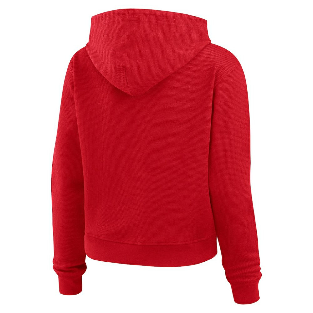 New Jersey Devils - WEAR by Erin Andrews Women's Waffle-Knit Pullover Hoodie Red
