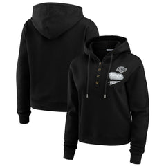 Los Angeles Kings - WEAR by Erin Andrews Women's Waffle-Knit Pullover Hoodie Black