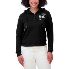 Los Angeles Kings - WEAR by Erin Andrews Women's Waffle-Knit Pullover Hoodie Black