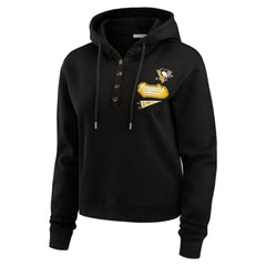 Pittsburgh Penguins WEAR by Erin Andrews Women's Waffle-Knit Pullover Hoodie Black