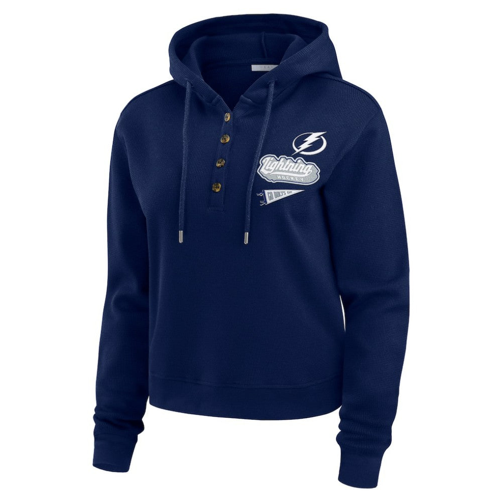 Tampa Bay Lightning - WEAR by Erin Andrews Women's Waffle-Knit Pullover Hoodie Blue