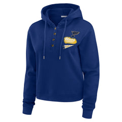 St. Louis Blues - WEAR by Erin Andrews Women's Waffle-Knit Pullover Hoodie Blue