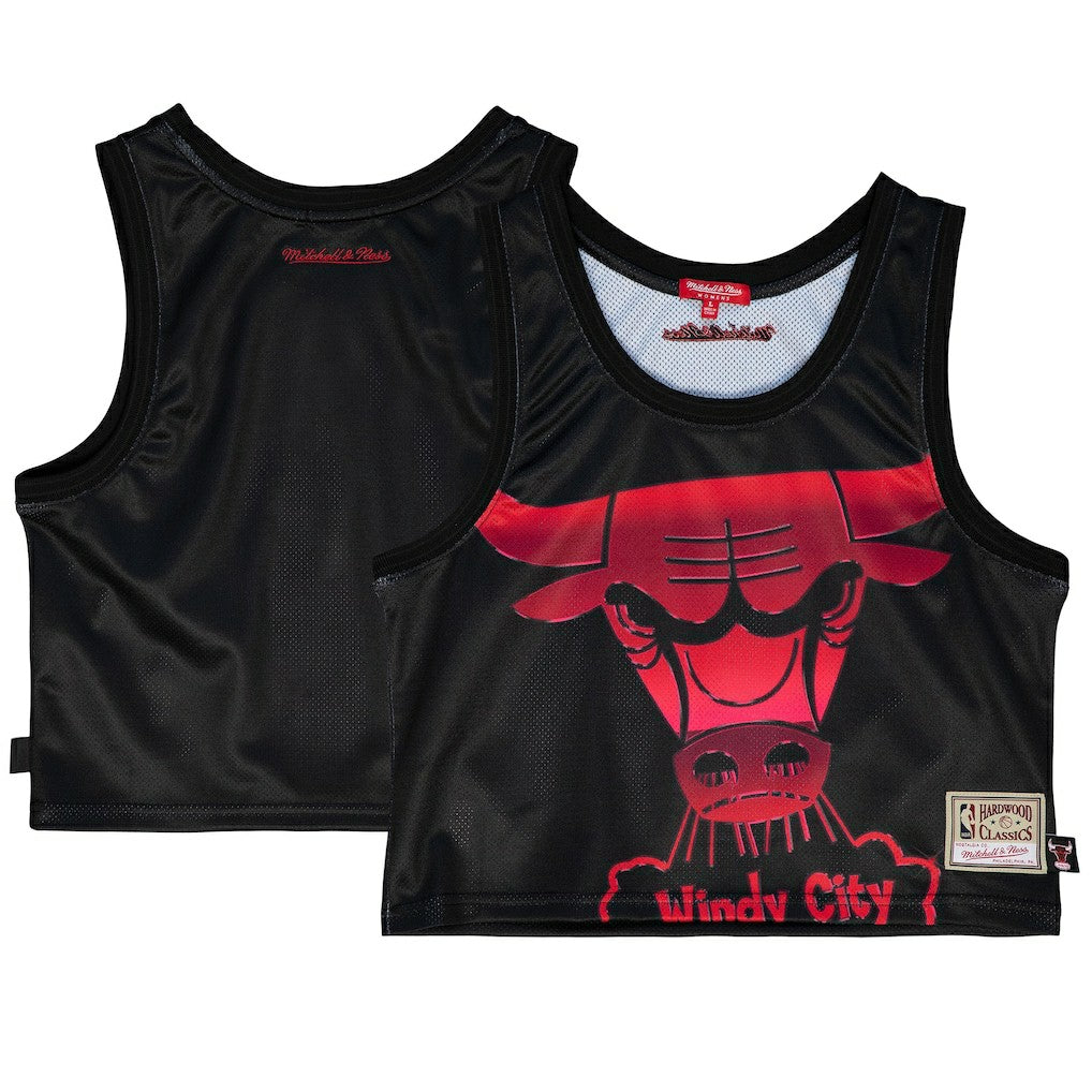 Mitchell & Ness - Chicago Bulls Women's Hardwood Classics Big Face 4.0 Cropped Tank Top - Black