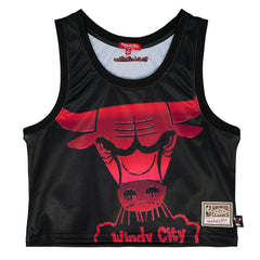 Mitchell & Ness - Chicago Bulls Women's Hardwood Classics Big Face 4.0 Cropped Tank Top - Black