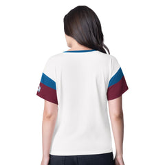 Colorado Avalanche - G-III 4Her by Carl Banks Women's Rink Oversized Rhinestone V-Neck T-Shirt White