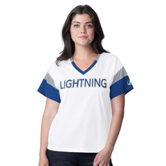 Tampa Bay Lightning - G-III 4Her by Carl Banks Women's Rink Oversized Rhinestone V-Neck T-Shirt White