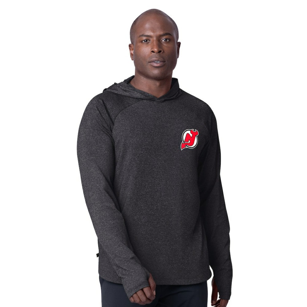 New Jersey Devils - MSX by Michael Strahan Fast Track Raglan Long Sleeve Hoodie T-Shirt Black