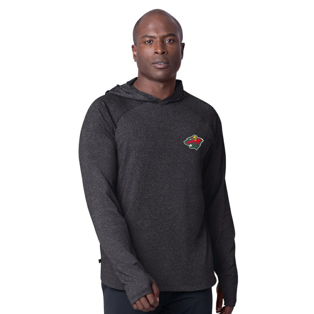 Minnesota Wild - MSX by Michael Strahan Fast Track Raglan Long Sleeve Hoodie T-Shirt Black