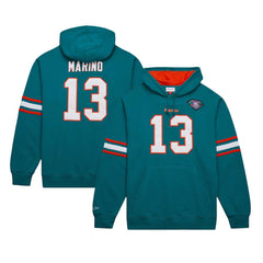 Dan Marino Miami Dolphins Retired Player Name & Number Pullover Hoodie Aqua - Mitchell & Ness