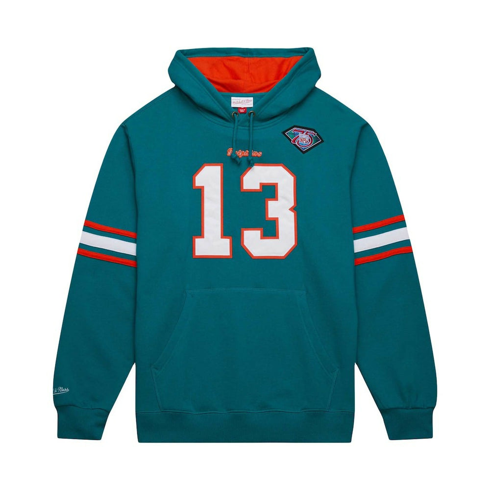 Dan Marino Miami Dolphins Retired Player Name & Number Pullover Hoodie Aqua - Mitchell & Ness