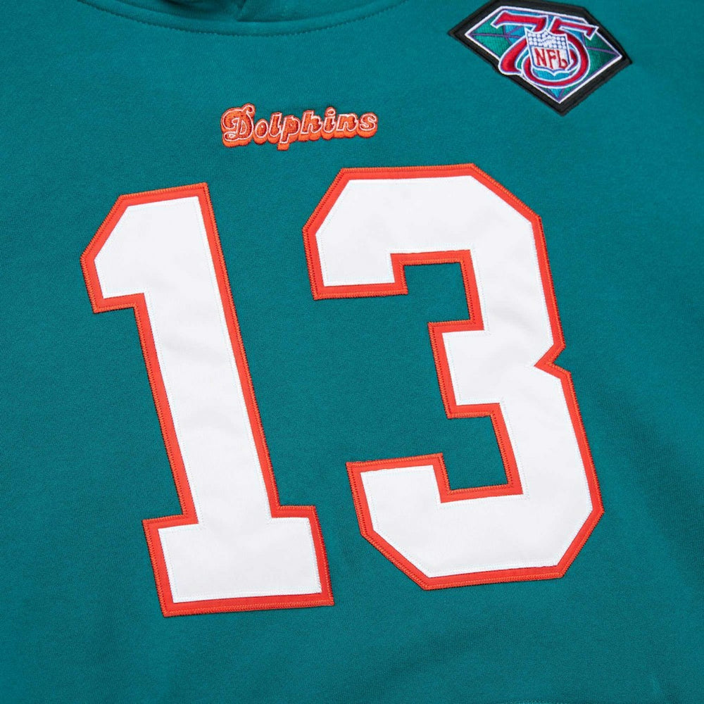 Dan Marino Miami Dolphins Retired Player Name & Number Pullover Hoodie Aqua - Mitchell & Ness