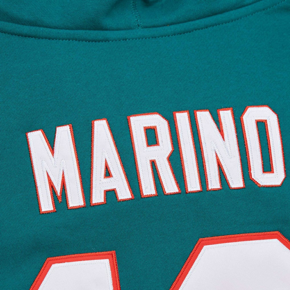 Dan Marino Miami Dolphins Retired Player Name & Number Pullover Hoodie Aqua - Mitchell & Ness