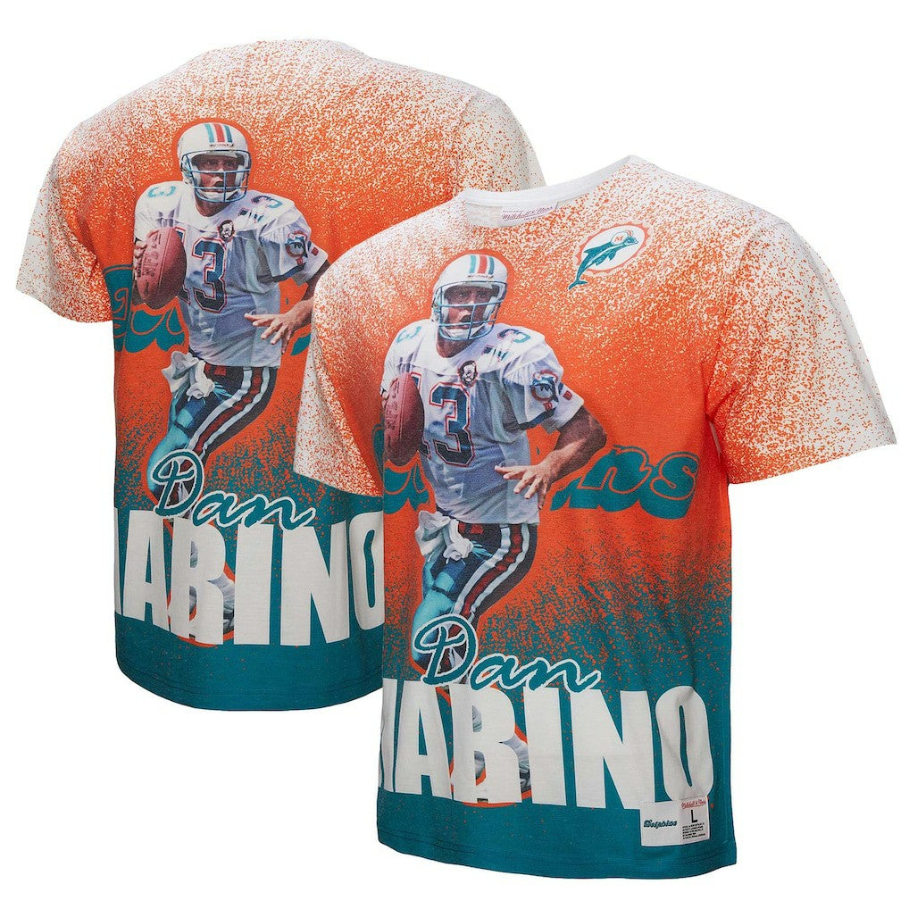 Dan Marino Miami Dolphins Burst Retired Player T-Shirt White - Mitchell & Ness
