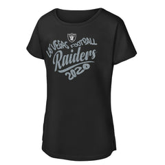 Las Vegas Raiders Girls Youth Script Heart Dolman T-Shirt Black - NFL