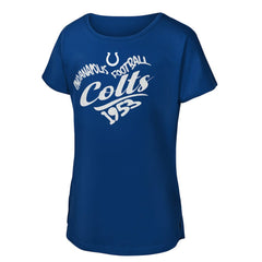 Indianapolis Colts Girls Youth Script Heart Dolman T-Shirt Royal - NFL