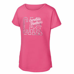 Carolina Panthers Girls Youth Signal Caller Dolman T-Shirt Pink - NFL