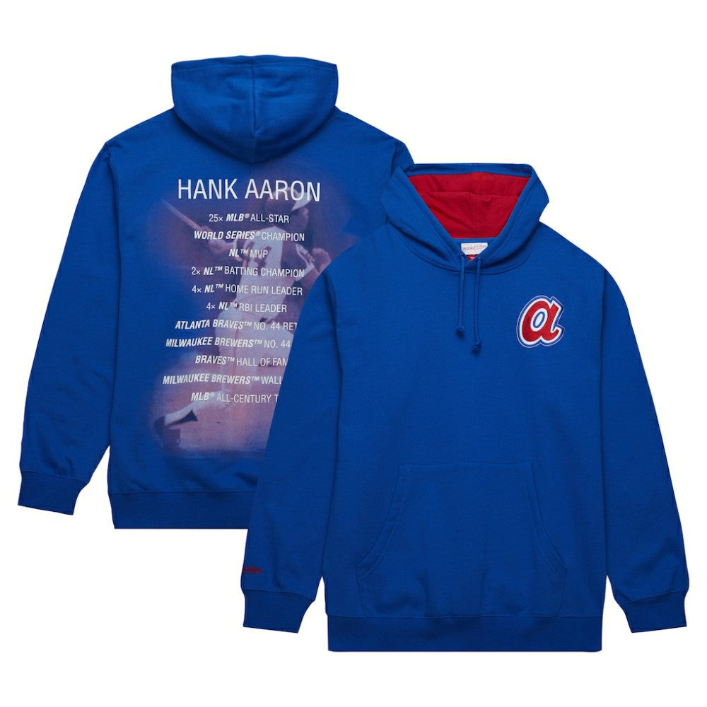 Hank Aaron Atlanta Braves Mitchell & Ness Vintage Logo Name & Number Pullover Hoodie Near Me