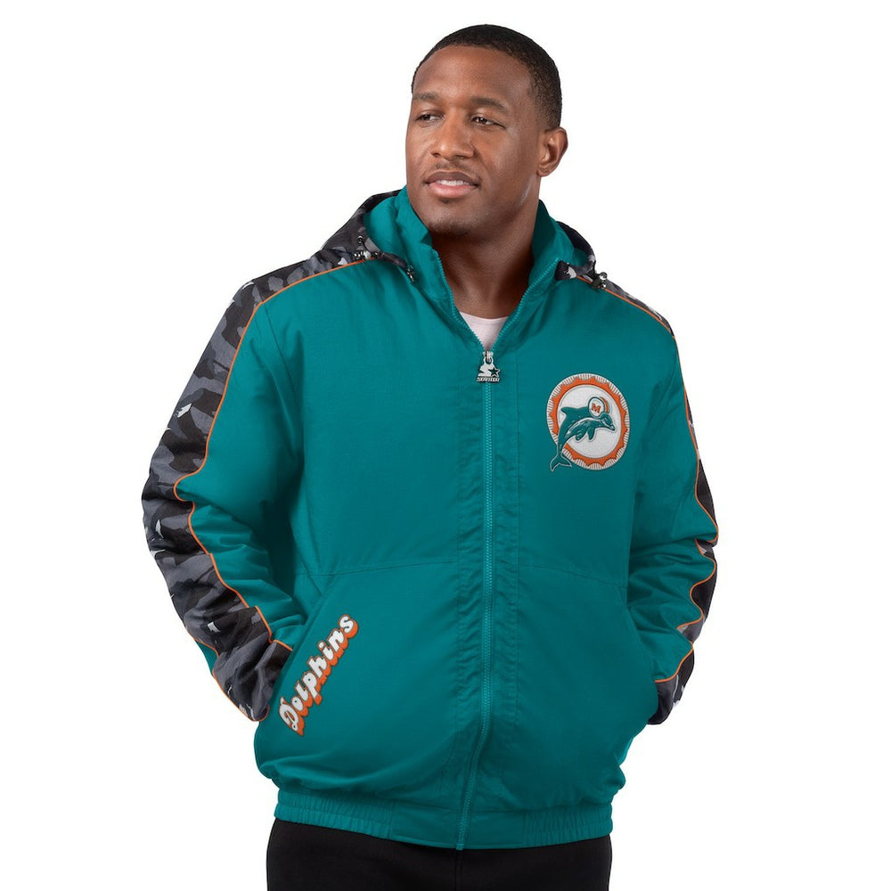 Miami Dolphins Starter Thursday Night Gridiron Full-Zip Hoodie Jacket Aqua - NFL