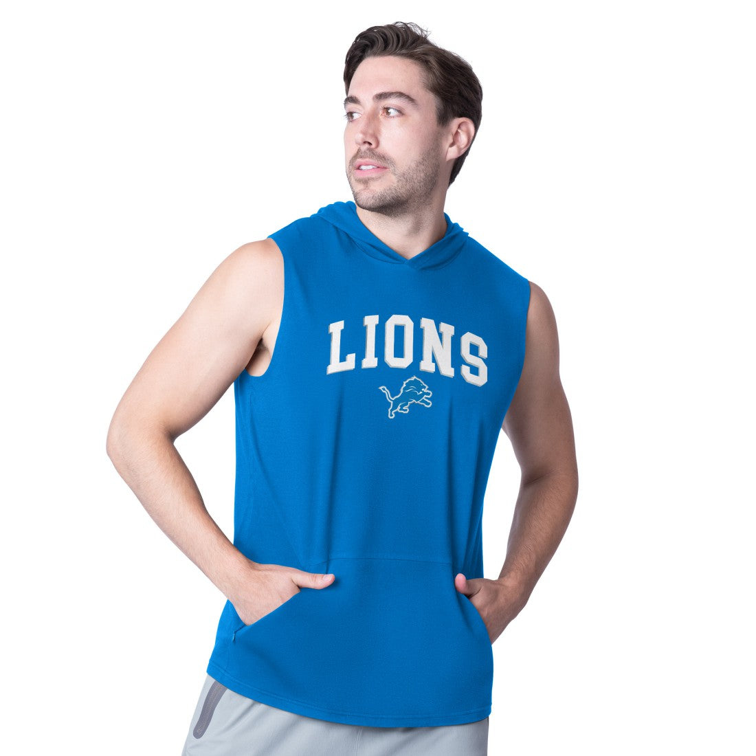 Detroit Lions MSX by Michael Strahan Action Sleeveless Pullover Hoodie Royal - NFL
