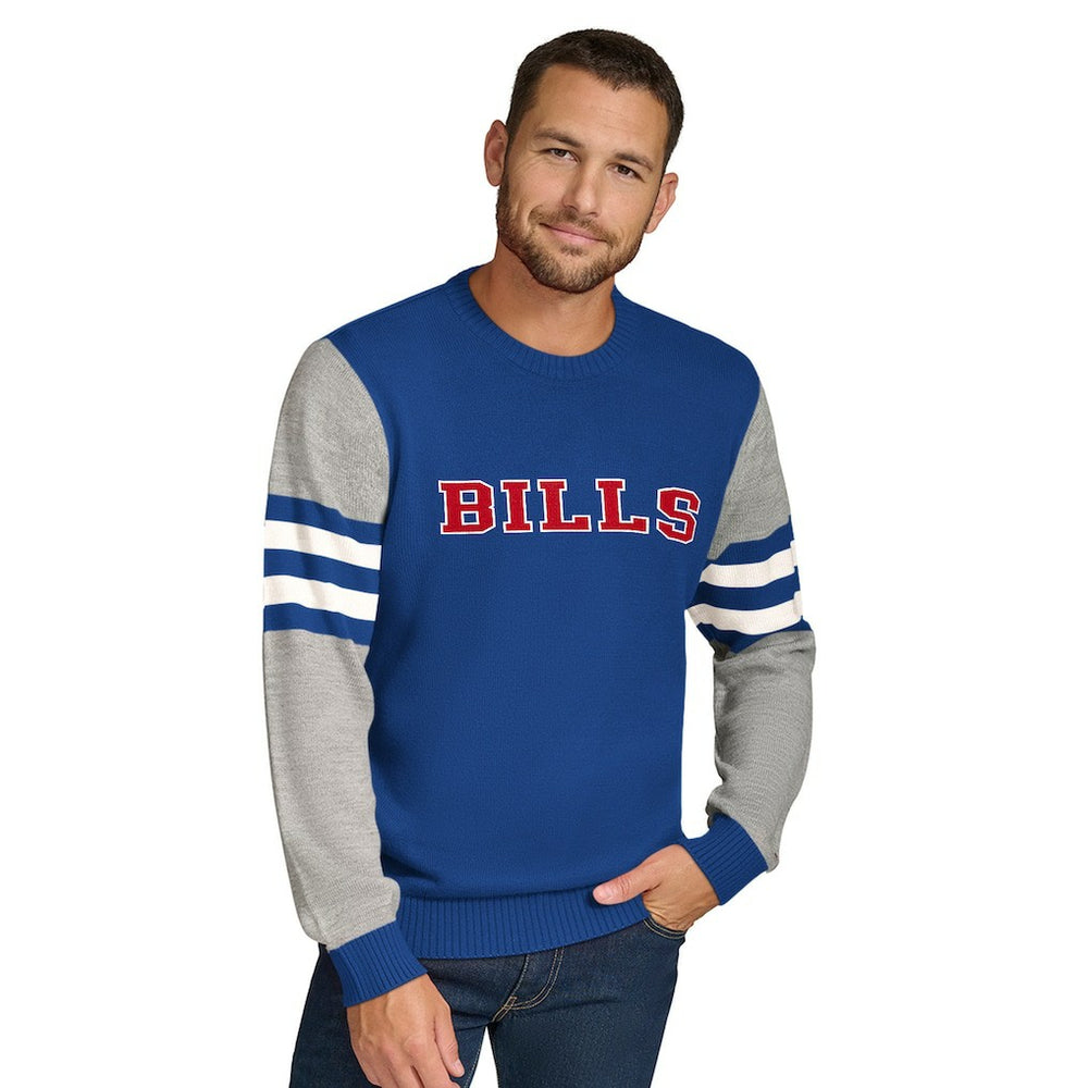 Buffalo Bills Tommy Hilfiger Acrylic Crewneck Pullover Sweater Royal/Heather Gray - NFL