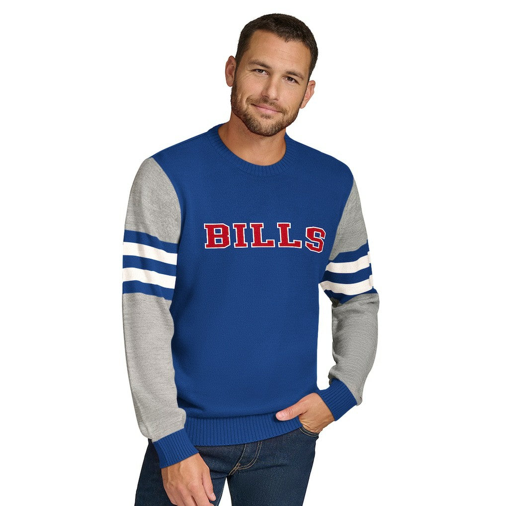 Buffalo Bills Tommy Hilfiger Acrylic Crewneck Pullover Sweater Royal/Heather Gray - NFL
