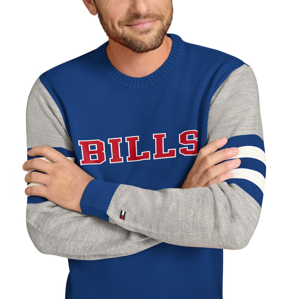 Buffalo Bills Tommy Hilfiger Acrylic Crewneck Pullover Sweater Royal/Heather Gray - NFL
