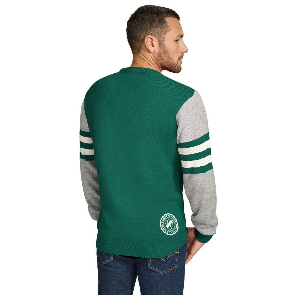New York Jets Tommy Hilfiger Acrylic Crewneck Pullover Sweater Green/Heather Gray - NFL