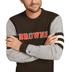 Cleveland Browns Tommy Hilfiger Acrylic Crewneck Pullover Sweater Brown/Heather Gray - NFL