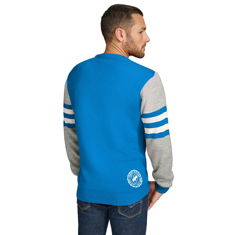 Los Angeles Chargers Tommy Hilfiger Acrylic Crewneck Pullover Sweater Powder Blue/Heather Gray - NFL