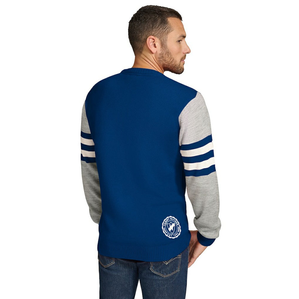 Indianapolis Colts Tommy Hilfiger Acrylic Crewneck Pullover Sweater Royal/Heather Gray - NFL