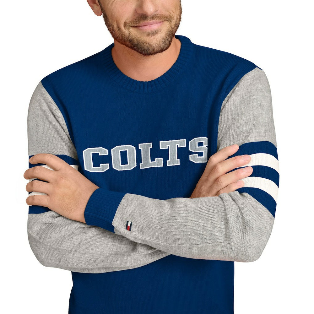 Indianapolis Colts Tommy Hilfiger Acrylic Crewneck Pullover Sweater Royal/Heather Gray - NFL