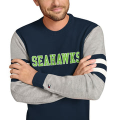Seattle Seahawks Tommy Hilfiger Acrylic Crewneck Pullover Sweater College Navy/Heather Gray - NFL