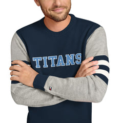 Tennessee Titans Tommy Hilfiger Acrylic Crewneck Pullover Sweater Navy/Heather Gray - NFL
