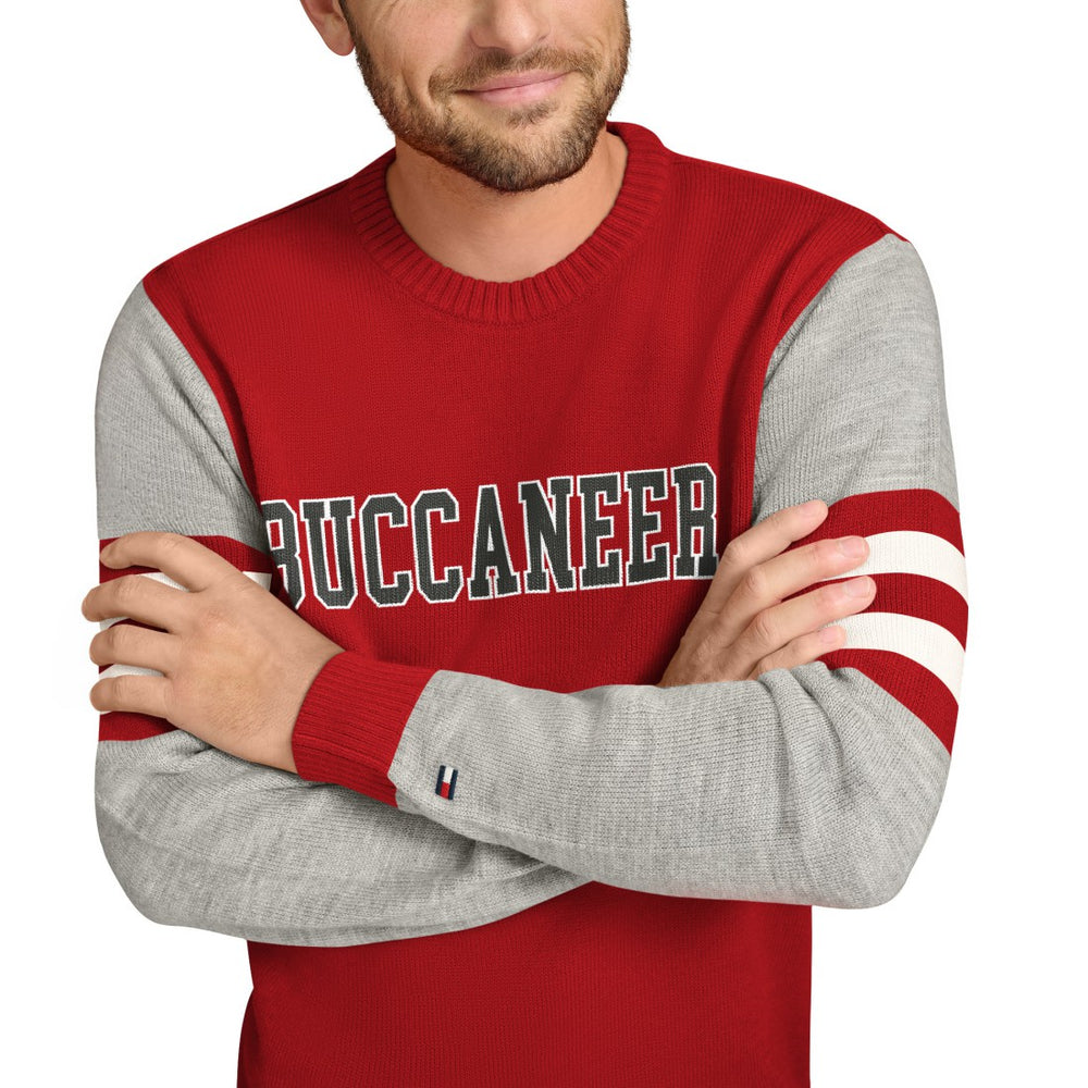 Tampa Bay Buccaneers Tommy Hilfiger Acrylic Crewneck Pullover Sweater Red/Heather Gray - NFL