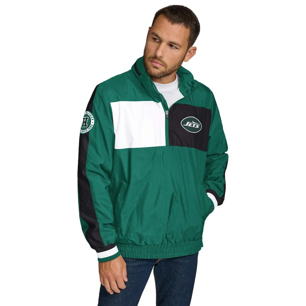 New York Jets Tommy Hilfiger Gael Lightweight Half-Zip Hoodie Jacket Green - NFL