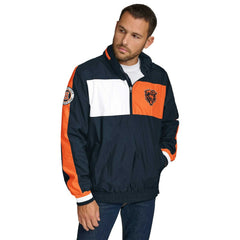 Chicago Bears Tommy Hilfiger Gael Lightweight Half-Zip Pullover Hoodie Jacket Navy - NFL