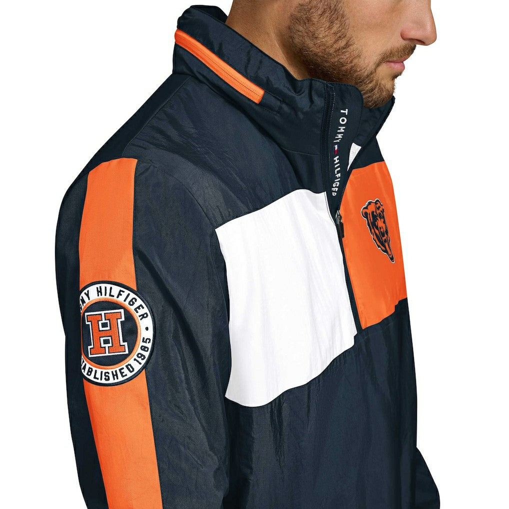 Chicago Bears Tommy Hilfiger Gael Lightweight Half-Zip Pullover Hoodie Jacket Navy - NFL