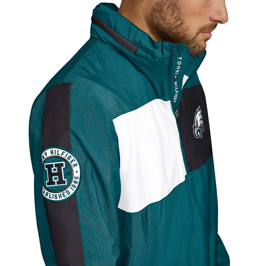 Philadelphia Eagles Tommy Hilfiger Gael Lightweight Half-Zip Hoodie Jacket Green - NFL