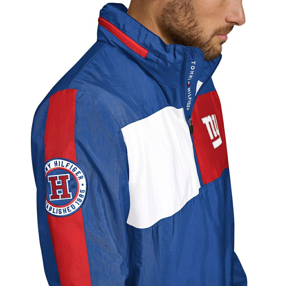 New York Giants Tommy Hilfiger Gael Lightweight Half-Zip Hoodie Jacket Royal - NFL