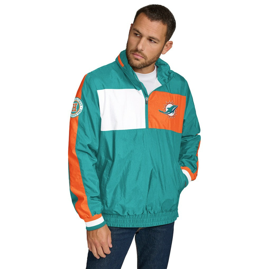 Miami Dolphins Tommy Hilfiger Gael Lightweight Half-Zip Hoodie Jacket Aqua - NFL