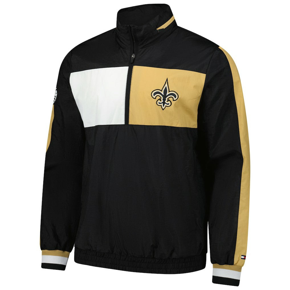 New Orleans Saints Tommy Hilfiger Gael Lightweight Half-Zip Hoodie Jacket Black - NFL
