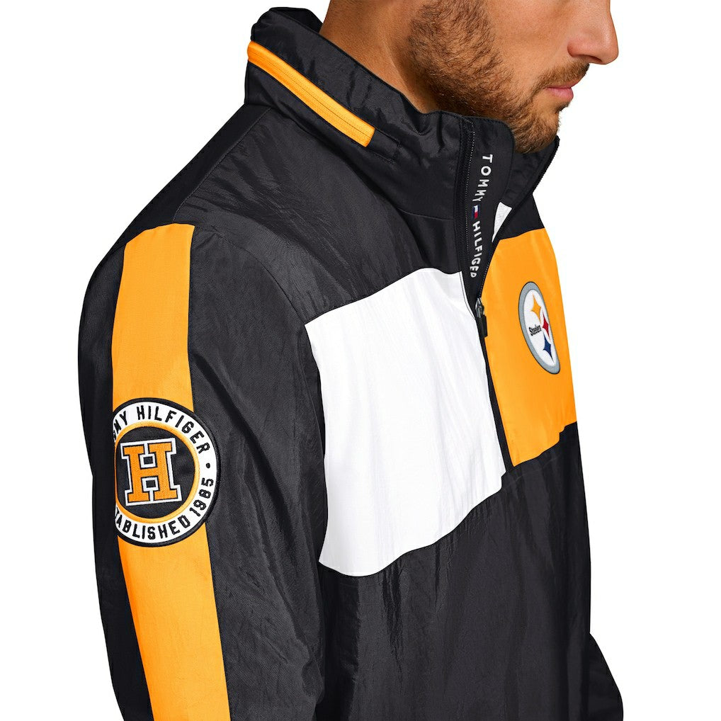 Pittsburgh Steelers Tommy Hilfiger Gael Lightweight Half-Zip Hoodie Jacket Black - NFL